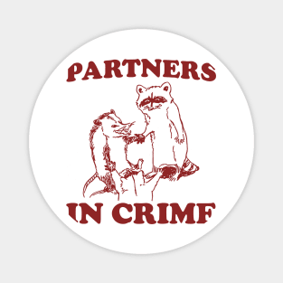 Partners In Crime, Cartoon Meme Top, Raccoon opossum Vintage Cartoon Magnet